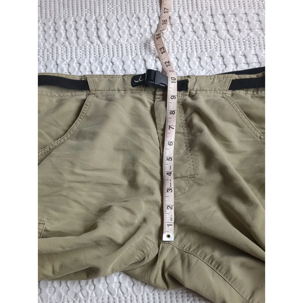 Prana Belted Cargo Belt Stretch Shorts Khaki Green Medium Waist 34